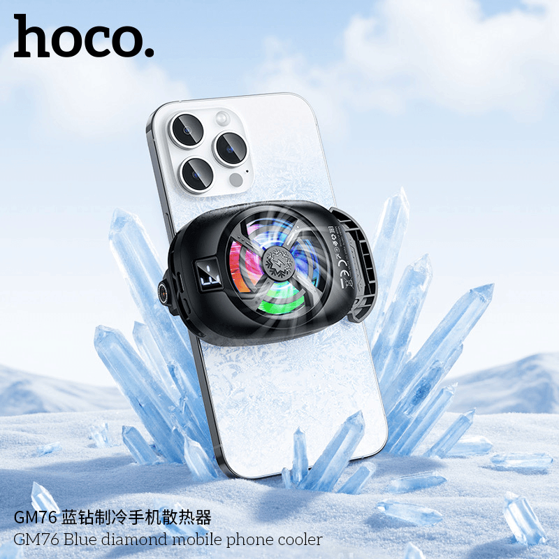 พัดลมระบายความร้อนมือถือ HOCO GM76 มีหน้าจอแสดงอุณหภูมิ ความแรงลม 6000RPM ปรับได้ 3 ระดับ สำหรับมือถือจอ 4.5-7 นิ้ว